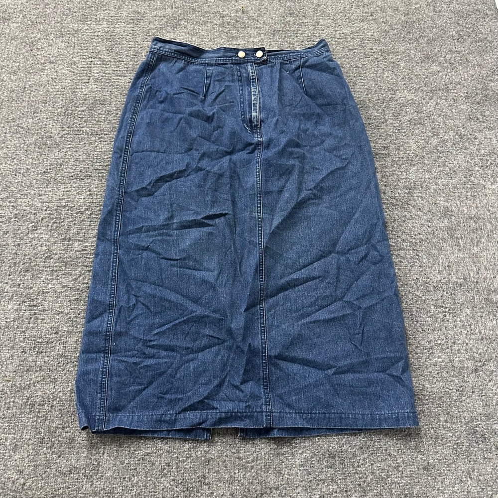 Casual Corner Annex Skirt Womens Size 12 Blue Denim Maxi Pleated Casual Classic